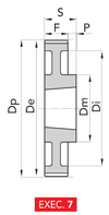 Chiaravalli HTD® Taper-Lock® Timing Pulley 8M-30 (8 mm pitch, 30 mm belt) — EXEC. 7 dimension drawing