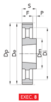 Chiaravalli HTD® Taper-Lock® Timing Pulley 8M-30 (8 mm pitch, 30 mm belt) — EXEC. 8 dimension drawing