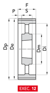 Chiaravalli HTD® Taper-Lock® Timing Pulley 8M-50 (8 mm pitch, 50 mm belt) — EXEC. 12 dimension drawing