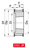 Chiaravalli HTD® Taper-Lock® Timing Pulley 8M-50 (8 mm pitch, 50 mm belt) — EXEC. 2F dimension drawing