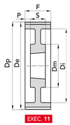 Chiaravalli HTD® Taper-Lock® Timing Pulley 8M-85 (8 mm pitch, 85 mm belt) — EXEC. 11 dimension drawing
