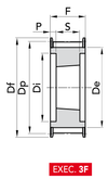 Chiaravalli HTD® Taper-Lock® Timing Pulley 8M-85 (8 mm pitch, 85 mm belt) — EXEC. 3F dimension drawing