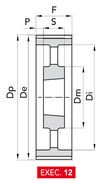 Chiaravalli HTD® Taper-Lock® Timing Pulley 14M-55 (14 mm pitch, 55 mm belt) — EXEC. 12 dimension drawing