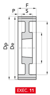 Chiaravalli HTD® Taper-Lock® Timing Pulley 14M-85 (14 mm pitch, 85 mm belt) — EXEC. 11 dimension drawing