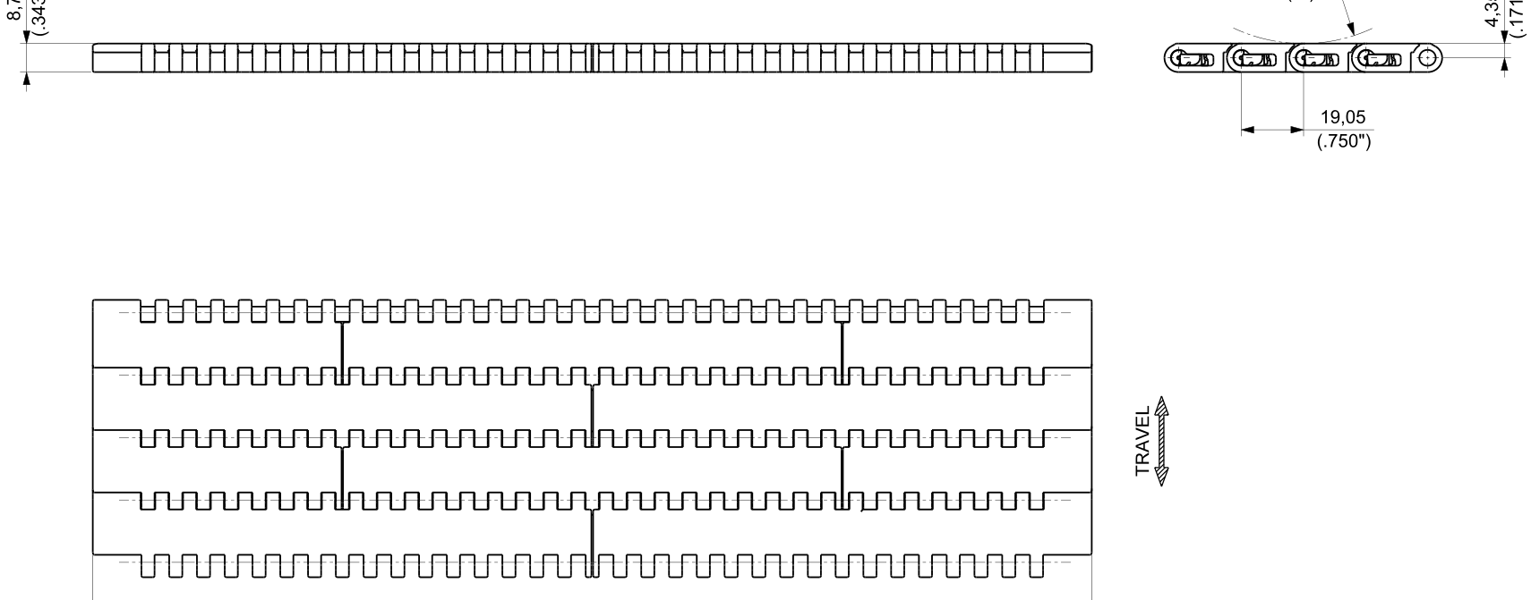 D2K 7300 Series dimension drawing — Regina Conveyor Catalogue p225