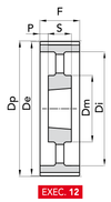 Chiaravalli HTD® Taper-Lock® Timing Pulley 14M-115 (14 mm pitch, 115 mm belt) — EXEC. 12 dimension drawing