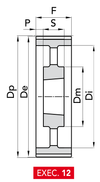 Chiaravalli HTD® Taper-Lock® Timing Pulley 14M-170 (14 mm pitch, 170 mm belt) — EXEC. 12 dimension drawing