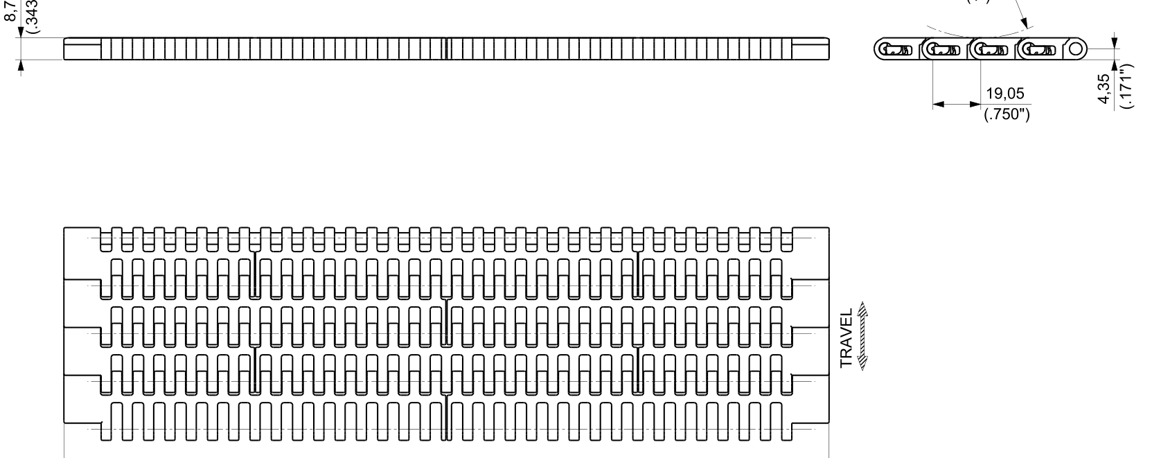 D2K 7200 Series dimension drawing — Regina Conveyor Catalogue p228