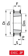 Chiaravalli Poly Chain® GT Timing Pulley 8M-12 (8 mm pitch, 12 mm belt) — EXEC. 2F dimension drawing