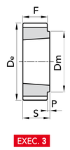 Chiaravalli Poly Chain® GT Timing Pulley 8M-12 (8 mm pitch, 12 mm belt) — EXEC. 3 dimension drawing