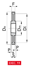 Chiaravalli Poly Chain® GT Timing Pulley 8M-21 (8 mm pitch, 21 mm belt) — EXEC. 11 dimension drawing