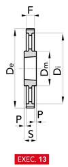 Chiaravalli Poly Chain® GT Timing Pulley 8M-21 (8 mm pitch, 21 mm belt) — EXEC. 13 dimension drawing