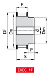 Chiaravalli Poly Chain® GT Timing Pulley 8M-21 (8 mm pitch, 21 mm belt) — EXEC. 1F dimension drawing