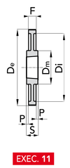 Chiaravalli Poly Chain® GT Timing Pulley 8M-36 (8 mm pitch, 36 mm belt) — EXEC. 11 dimension drawing