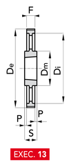 Chiaravalli Poly Chain® GT Timing Pulley 8M-36 (8 mm pitch, 36 mm belt) — EXEC. 13 dimension drawing