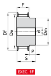 Chiaravalli Poly Chain® GT Timing Pulley 8M-36 (8 mm pitch, 36 mm belt) — EXEC. 1F dimension drawing