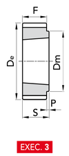 Chiaravalli Poly Chain® GT Timing Pulley 8M-36 (8 mm pitch, 36 mm belt) — EXEC. 3 dimension drawing
