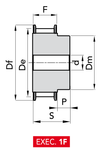 Chiaravalli Poly Chain® GT Timing Pulley 8M-62 (8 mm pitch, 62 mm belt) — EXEC. 1F dimension drawing