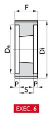 Chiaravalli Poly Chain® GT Timing Pulley 8M-62 (8 mm pitch, 62 mm belt) — EXEC. 6 dimension drawing
