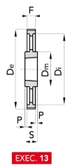 Chiaravalli Poly Chain® GT Timing Pulley 14M-37 (14 mm pitch, 37 mm belt) — EXEC. 13 dimension drawing