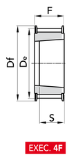 Chiaravalli Poly Chain® GT Timing Pulley 14M-37 (14 mm pitch, 37 mm belt) — EXEC. 4F dimension drawing
