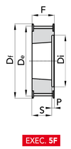 Chiaravalli Poly Chain® GT Timing Pulley 14M-37 (14 mm pitch, 37 mm belt) — EXEC. 5F dimension drawing