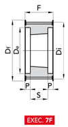 Chiaravalli Poly Chain® GT Timing Pulley 14M-37 (14 mm pitch, 37 mm belt) — EXEC. 7F dimension drawing
