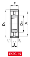 Chiaravalli Poly Chain® GT Timing Pulley 14M-68 (14 mm pitch, 68 mm belt) — EXEC. 10 dimension drawing