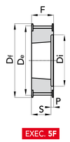 Chiaravalli Poly Chain® GT Timing Pulley 14M-68 (14 mm pitch, 68 mm belt) — EXEC. 5F dimension drawing