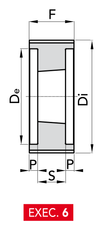 Chiaravalli Poly Chain® GT Timing Pulley 14M-68 (14 mm pitch, 68 mm belt) — EXEC. 6 dimension drawing