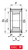 Chiaravalli Poly Chain® GT Timing Pulley 14M-68 (14 mm pitch, 68 mm belt) — EXEC. 7F dimension drawing