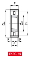 Chiaravalli Poly Chain® GT Timing Pulley 14M-90 (14 mm pitch, 90 mm belt) — EXEC. 10 dimension drawing