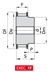 Chiaravalli Poly Chain® GT Timing Pulley 14M-90 (14 mm pitch, 90 mm belt) — EXEC. 1F dimension drawing