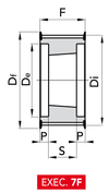Chiaravalli Poly Chain® GT Timing Pulley 14M-90 (14 mm pitch, 90 mm belt) — EXEC. 7F dimension drawing