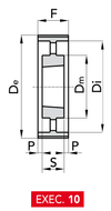 Chiaravalli Poly Chain® GT Timing Pulley 14M-125 (14 mm pitch, 125 mm belt) — EXEC. 10 dimension drawing
