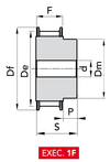 Chiaravalli Poly Chain® GT Timing Pulley 14M-125 (14 mm pitch, 125 mm belt) — EXEC. 1F dimension drawing