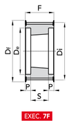 Chiaravalli Poly Chain® GT Timing Pulley 14M-125 (14 mm pitch, 125 mm belt) — EXEC. 7F dimension drawing