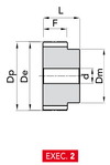 Chiaravalli T Metric Timing Pulley 40 T10 (10 mm pitch, 25 mm belt) — EXEC. 2 dimension drawing