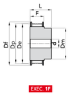 Chiaravalli CT Metric Timing Pulley 31 CT10 (10 mm pitch, 16 mm belt) — EXEC. 1F dimension drawing