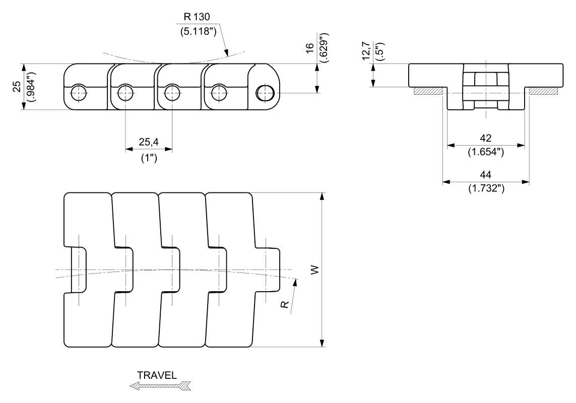 AR 793M Series dimension drawing — Regina Conveyor Catalogue p259