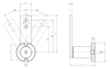Chiaravalli CHT® Rotating Tensioner CHT-E — dimensioned drawing (letters as in the table)