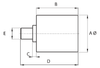 Chiaravalli CHT® Belt Tensioner Roller CHT-RU — dimensioned drawing (letters as in the table)