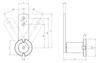 Chiaravalli CHT® Rotating Tensioner CHT-ERU SS Front-Mounted — dimensioned drawing (letters as in the table)