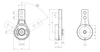 Chiaravalli CHT® Rotating Tensioner CHT-T SS — dimensioned drawing (letters as in the table)