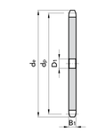 Chiaravalli Platewheel 10B-1 Simplex (5/8” × 3/8”) — dimensioned drawing (simplex cross-section: de, dp, D1, B1)