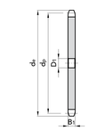 Chiaravalli Platewheel 12B-1 Simplex (3/4” × 7/16”) — dimensioned drawing (simplex cross-section: de, dp, D1, B1)