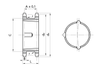 Chiaravalli Duplex Platewheel for Two Simplex Chains Taper-Lock® 16B-1 (1” × 17.02 mm) — dimensioned drawing