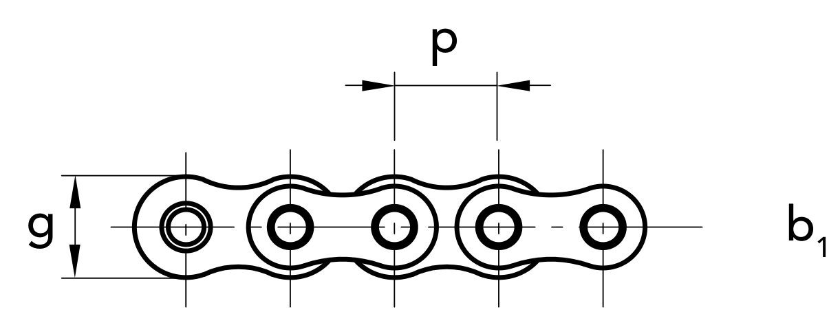 Chiaravalli QRC Drilled Pin Chain 10 BHP-1 — 5 m Pack — dimension drawing (1 of 2)