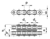 Chiaravalli QRC Roller Chain 10B-2 Duplex — 5 m Pack — dimension drawing