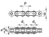 Chiaravalli QRC Roller Chain 12B-1 Simplex — 5 m Pack — dimension drawing